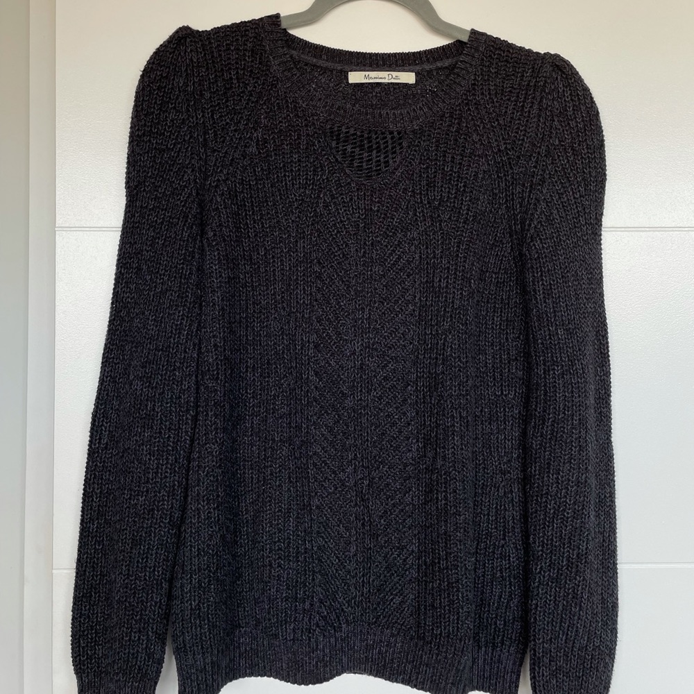 Massimo dutti cotton knitted navy crew neck sweater size small